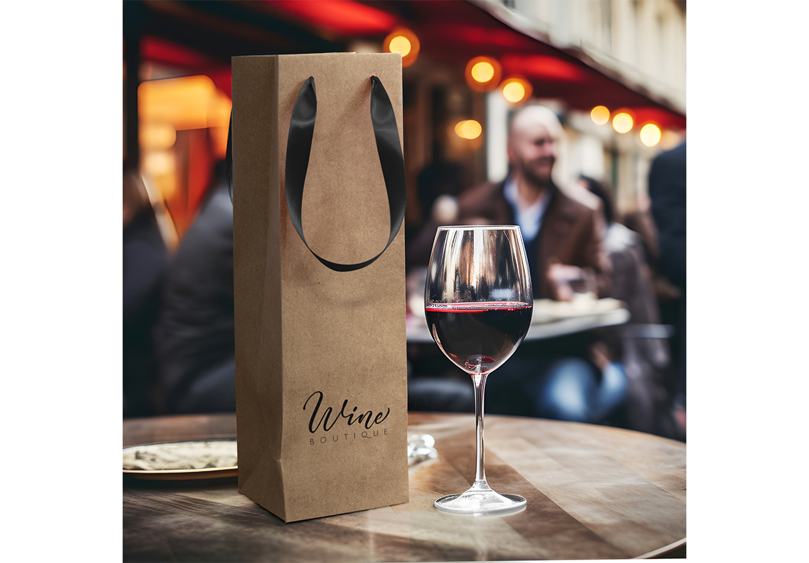 Wine Ribbon Handle Paper Bag Features